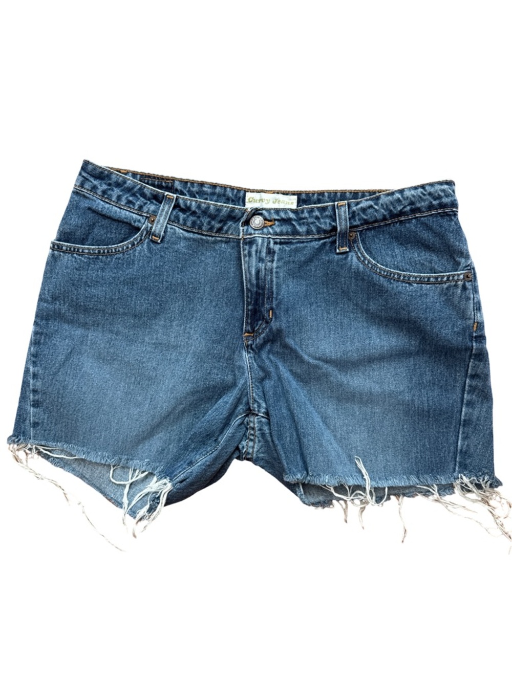 Vintage‎ Old Navy Women’s Fringe Denim Jean Shorts Size 12 Curvy Jean Short